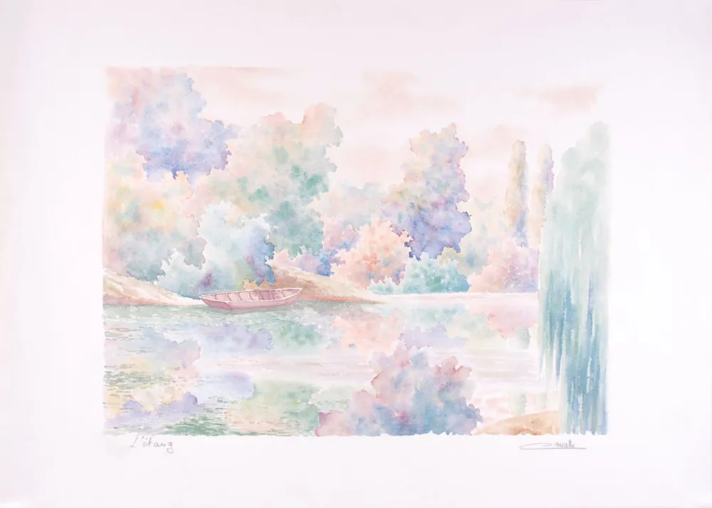 Lithographie Cavalle - L'étang