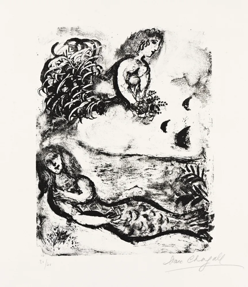 Lithographie Chagall - Deux Sirènes (Two Sirens)