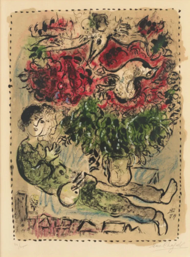 Lithographie Chagall - Le Bouquet du Peintre (Mourlot 483)