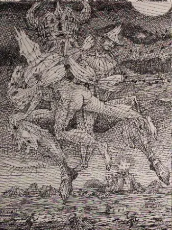 Radierung Coutaud - Voyage dans la lune 2