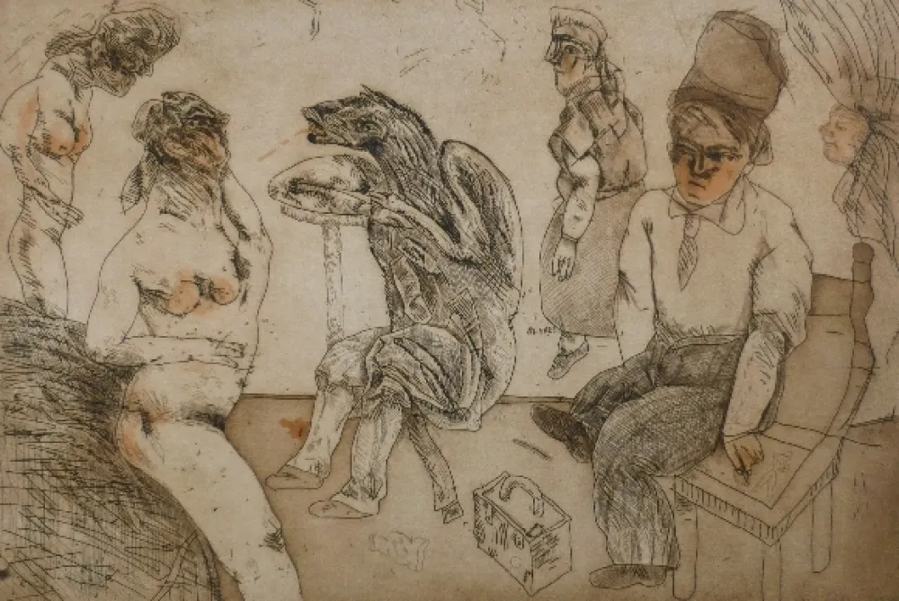 Radierung Und Aquatinta Cuevas - Autorretrato en Blanes