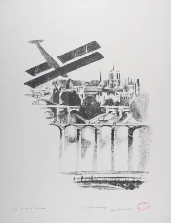 Lithographie Delaunay - Les Ponts et Notre Dame, 1969