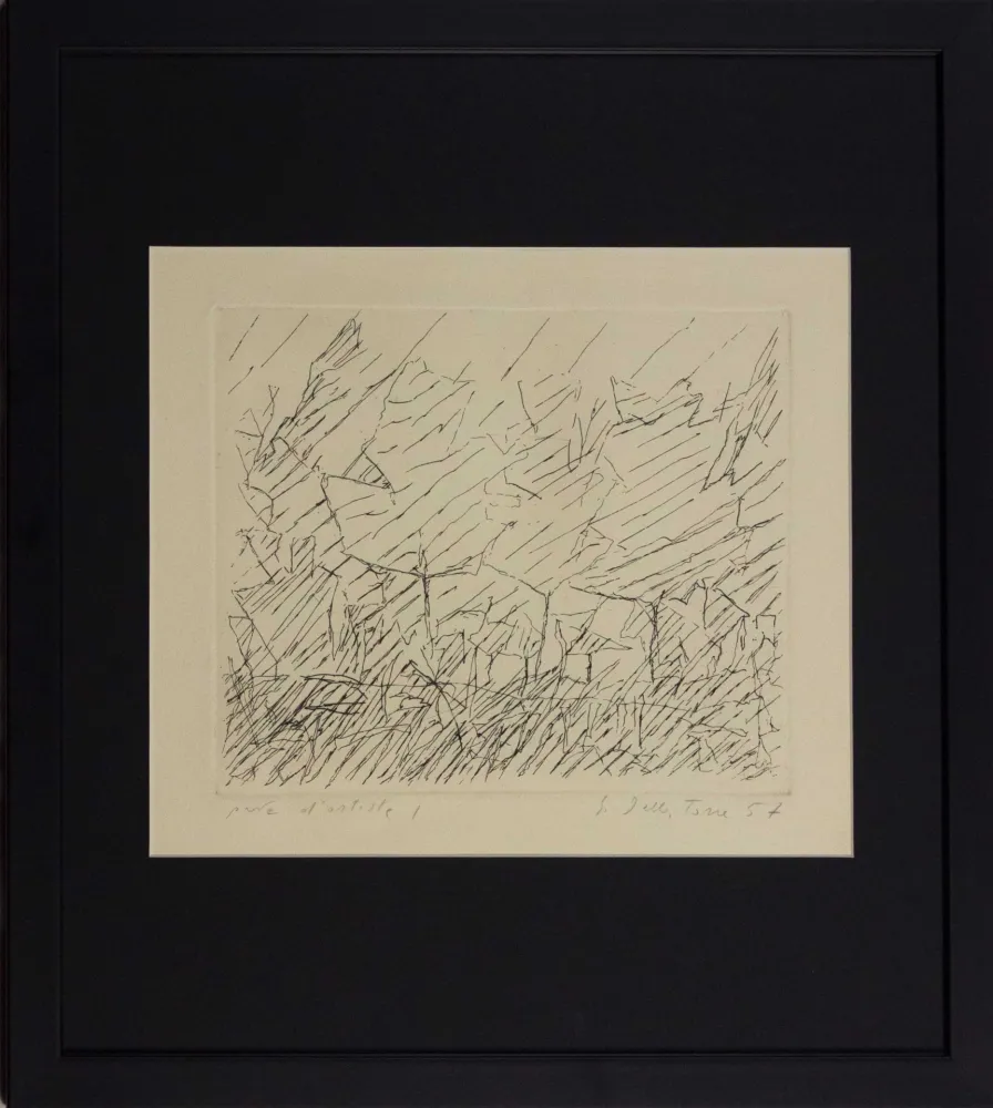 Radierung Della Torre - Alberi in Lombardia