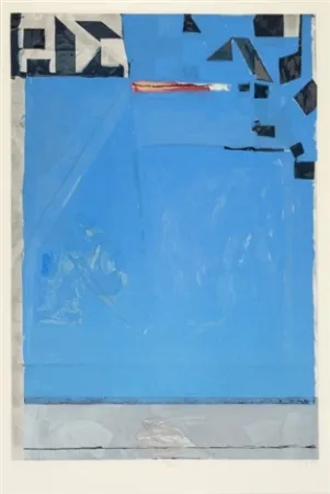 Holzschnitt Diebenkorn - Blue with Red