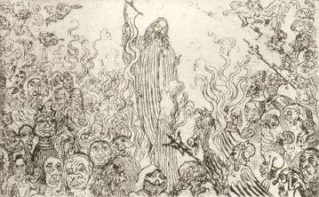 Radierung Ensor - Christ descendant aux enfers