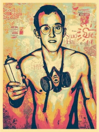 Siebdruck Fairey - Keith Haring Canvas Print (Green)