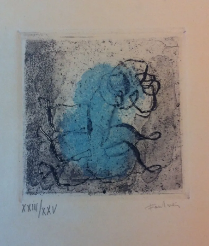 Radierung Und Aquatinta Fautrier - Petit paysage vert et violet