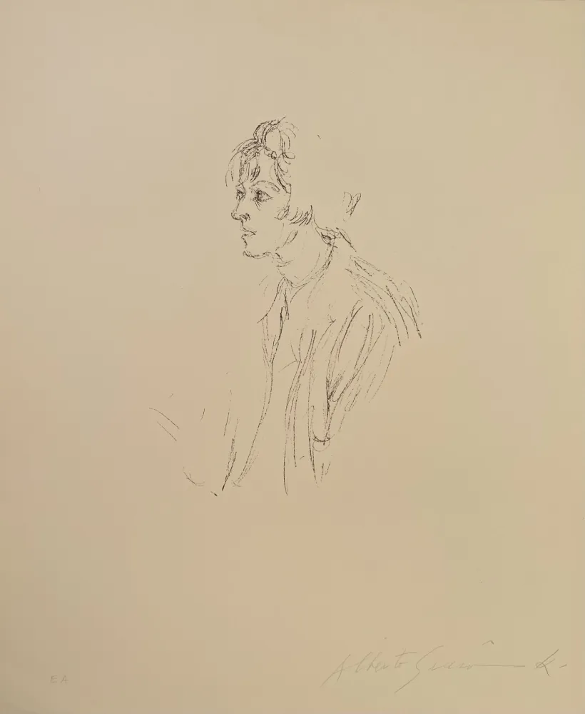 Lithographie Giacometti - Buste d'une femme regardant a gauche - signed