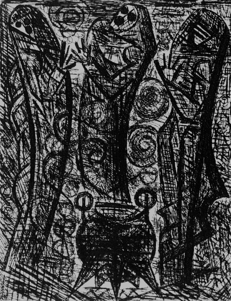 Radierung Gromaire - Les sorcieres