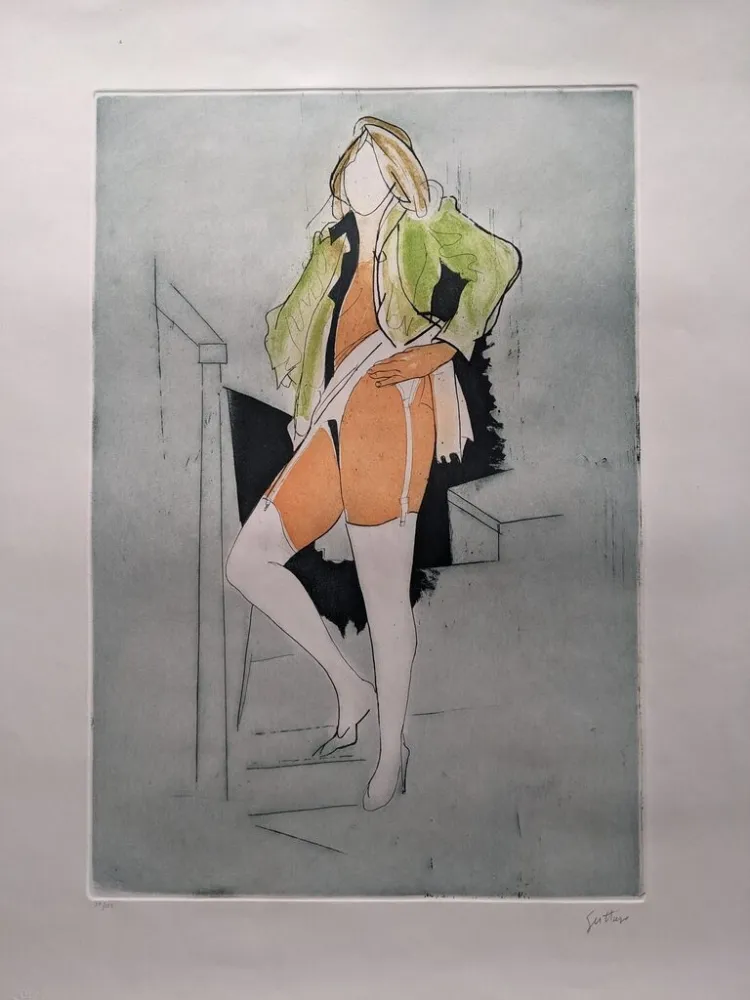 Radierung Und Aquatinta Guttuso - Calze Bianche / White Socks