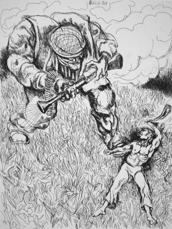 Radierung Guttuso - David 1968