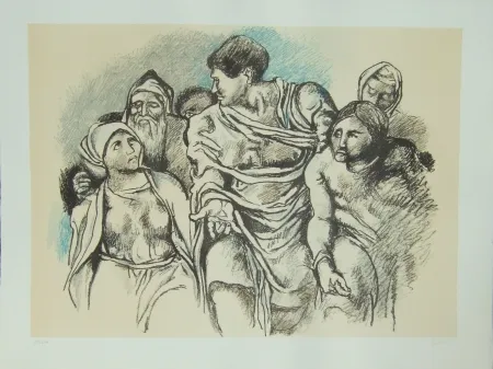 Lithographie Guttuso - Omaggio a Michelangelo