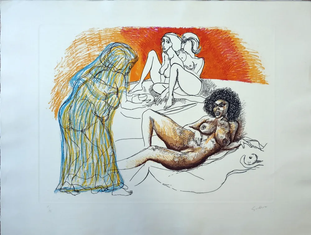 Radierung Guttuso - Zefis a Usbek