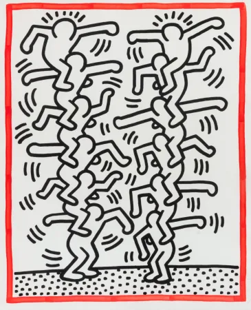 Lithographie Haring - Untitled (People ladder), 1985