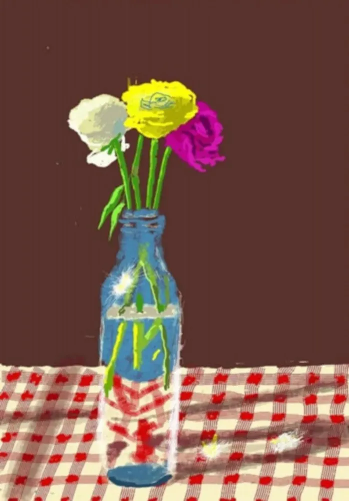 Multiple Hockney - 23rd March 2021, Flowers in a Milk Bottle