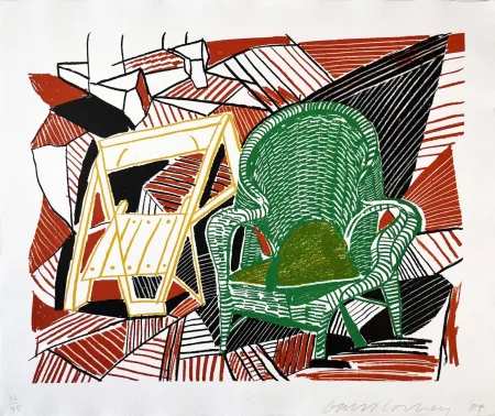 Lithographie Hockney - Two Pembroke Studio Chairs from the Moving Focus Series