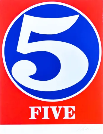 Stich Indiana - Robert Indiana(1928–2018) - Five, from numbers - Screenprint in colors - 1968