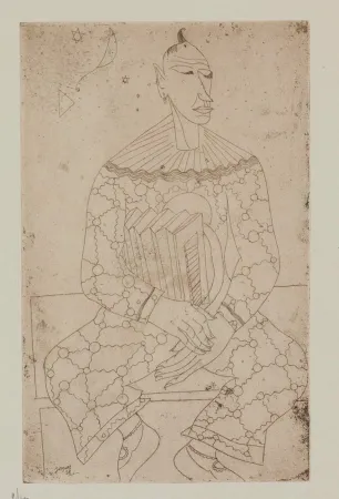 Radierung Jespers - Clown avec accordeon