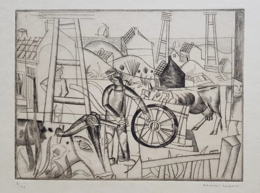 Kaltnadelradierung Jespers - Paysage en Flandres