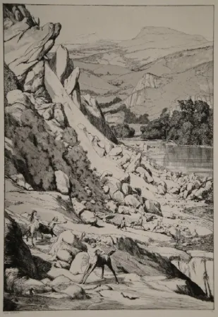 Radierung Und Aquatinta Klinger - Bergsturz