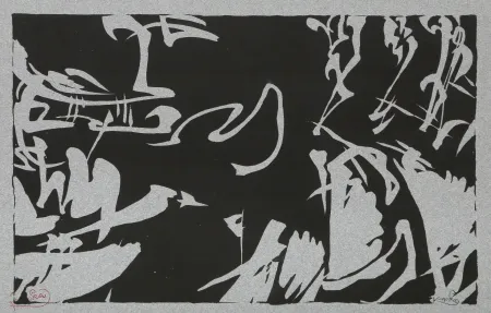 Holzschnitt Kupka - Bílé rytmy na černém