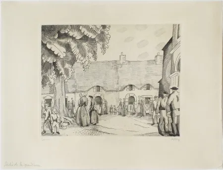 Radierung Laboureur - La Sortie de la Grand'messe