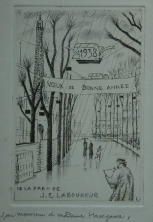 Radierung Laboureur - L’exposition fermée.