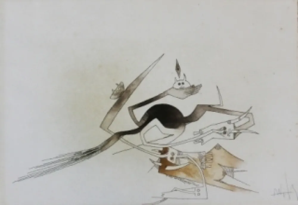 Radierung Und Aquatinta Lam - Contre une maison sèche