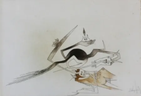 Radierung Und Aquatinta Lam - Contre une maison sèche