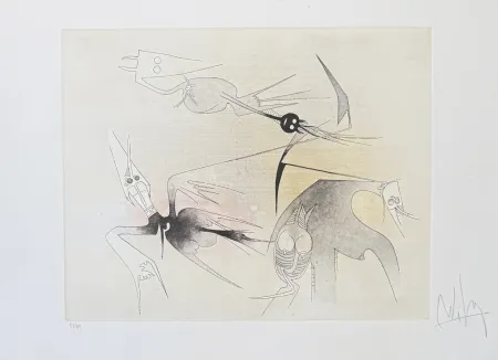 Aquatinta Lam - Wifredo Lam (1902–1982) - Untitled from ''Visible Invisible'' folder - Aquatint etching on Goya paper - 1972