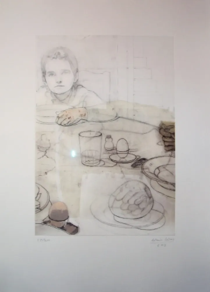 Radierung López Garcia - La cena