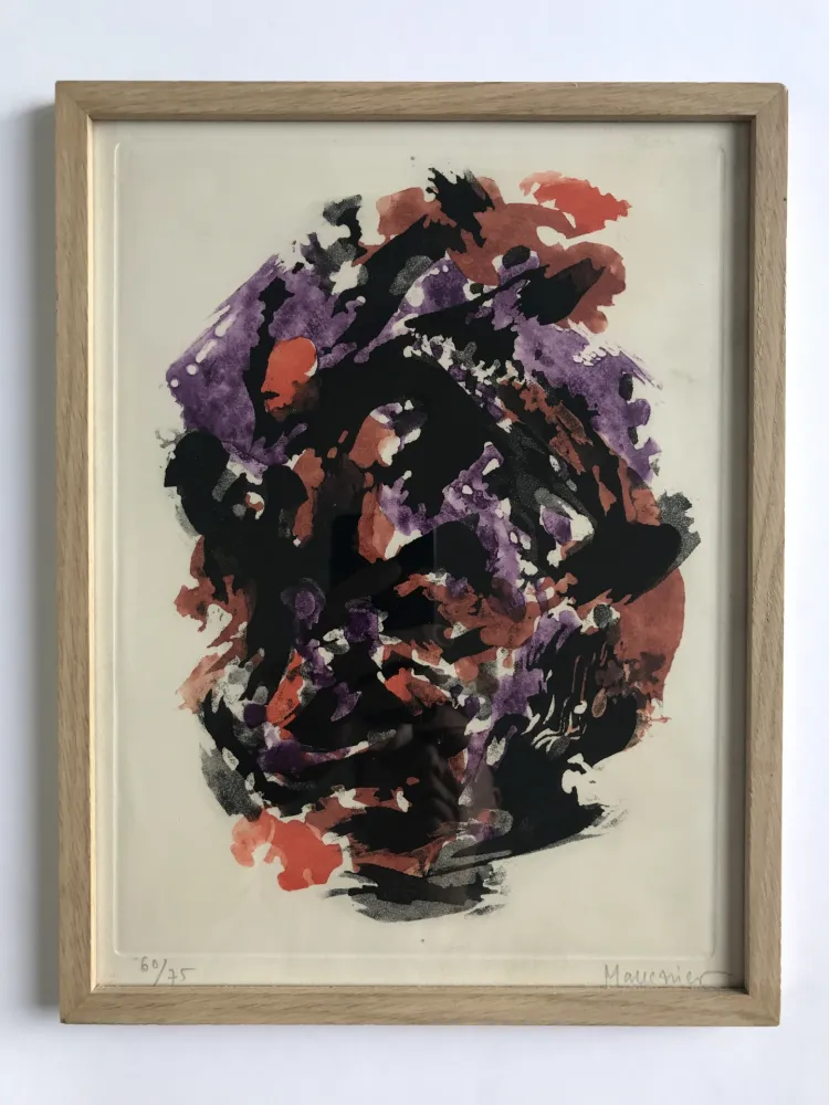 Aquatinta Manessier - Eau-forte en rouge et violet n°23 bis