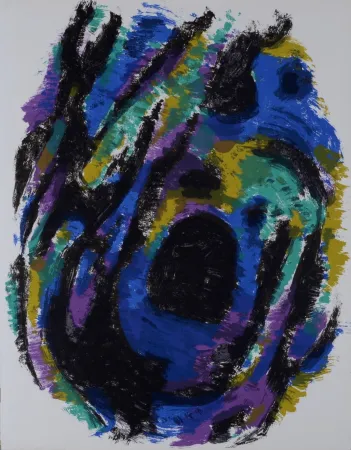 Lithographie Manessier - Le Nid, Petite tache noire