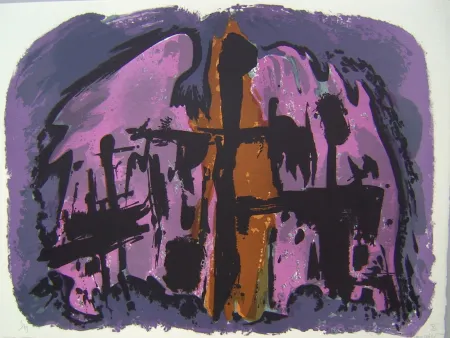 Lithographie Manessier - Suite de Paques XI, La Mise au tombeau