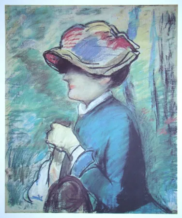 Lithographie Manet - Portrait d'une femme avec chapeau