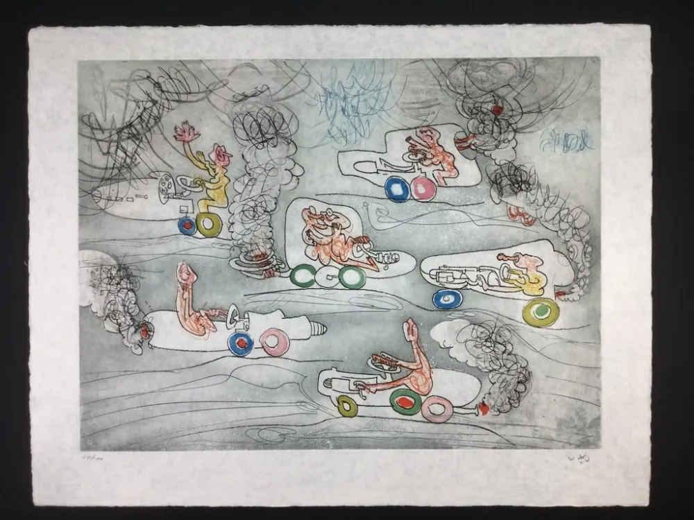 Radierung Und Aquatinta Matta - Les Oh! Tomobiles 