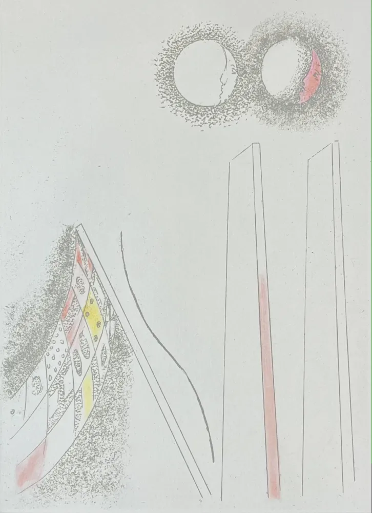 Radierung Und Aquatinta Melotti - FM 13. bandiera, lune e parallelepipedi