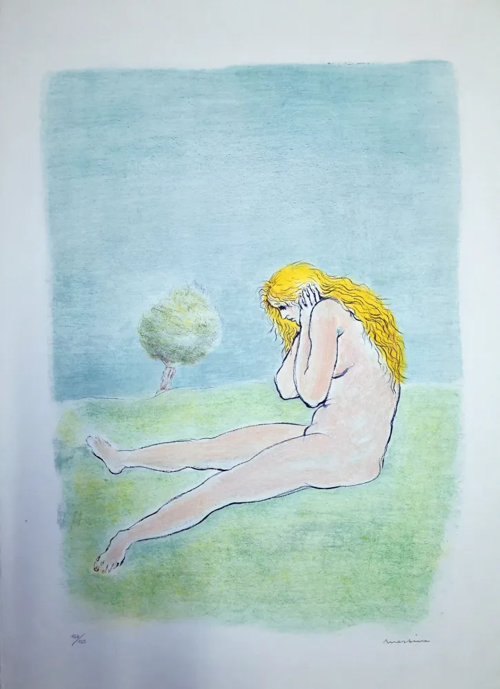 Lithographie Messina - Donna seduta