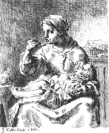 Radierung Millet - La Bouillie