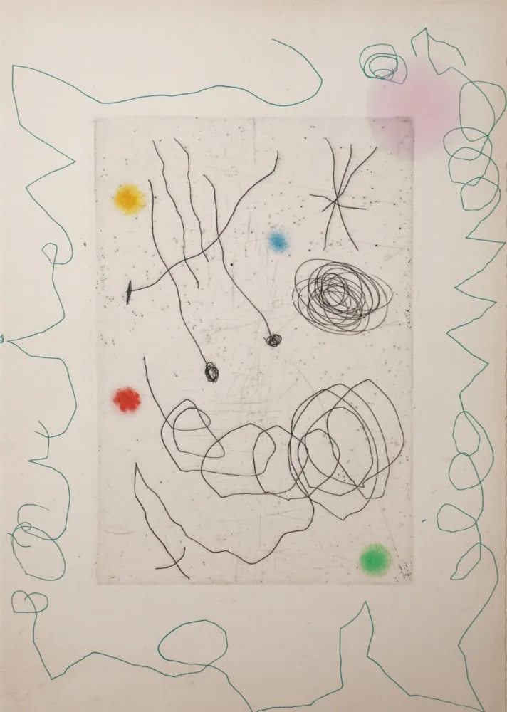 Kaltnadelradierung Miró - La chouette et l’escargot (The Owl and the Snail)