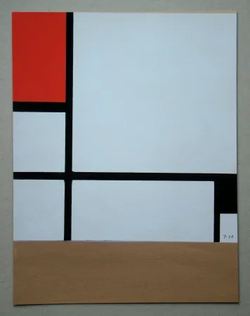 Pochoir Mondrian - Compositie met rood