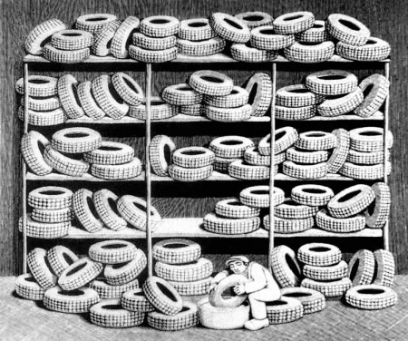 Holzschnitt Morena - Il gommista