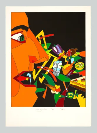 Siebdruck Nespolo - Soggetto in rosso