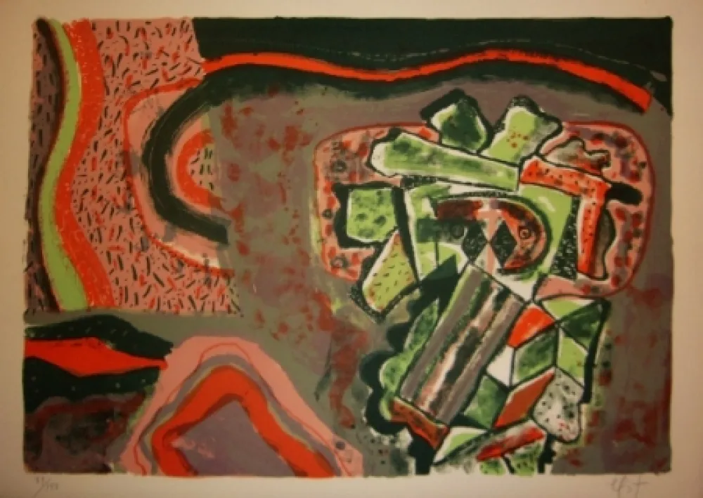 Lithographie Nieto - Tête verte 