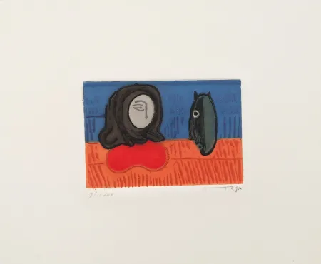 Radierung Ortega - Figura con cavallo