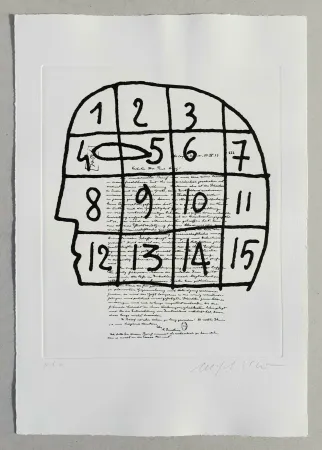 Linolschnitt Paladino - Cher monsieur Einstein (tav. 3)