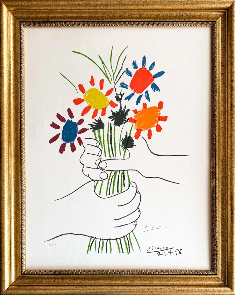 Lithographie Picasso - Bouquet de Fleurs