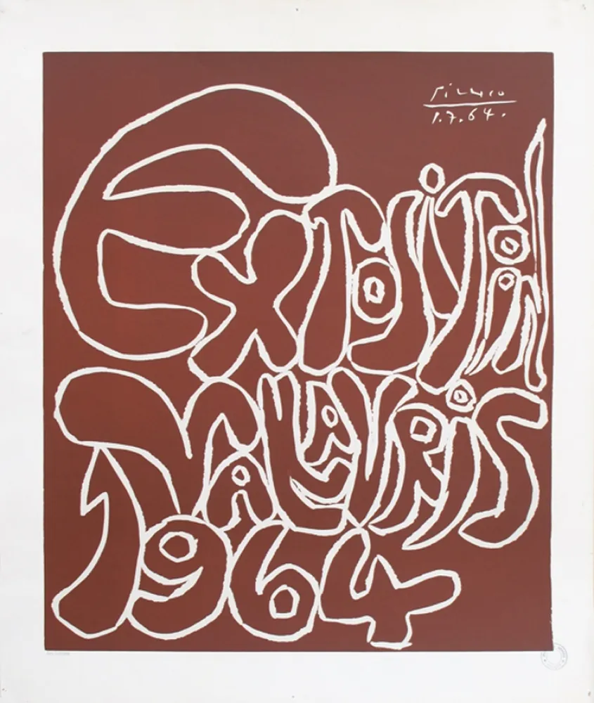 Linolschnitt Picasso - '' Exposition Vallauris 1964 ''