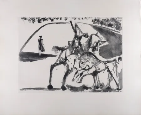 Aquatinta Picasso - Picador et Torero dans l'arène, 1947