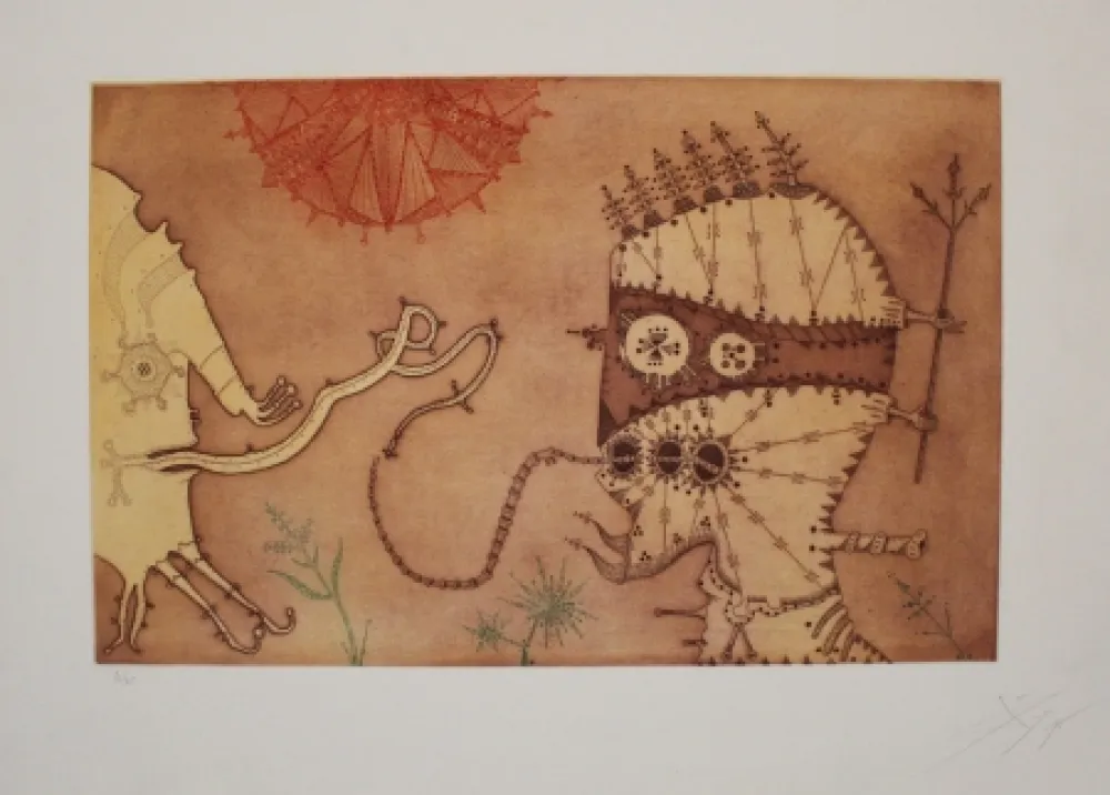 Radierung Und Aquatinta Ponç - Amor